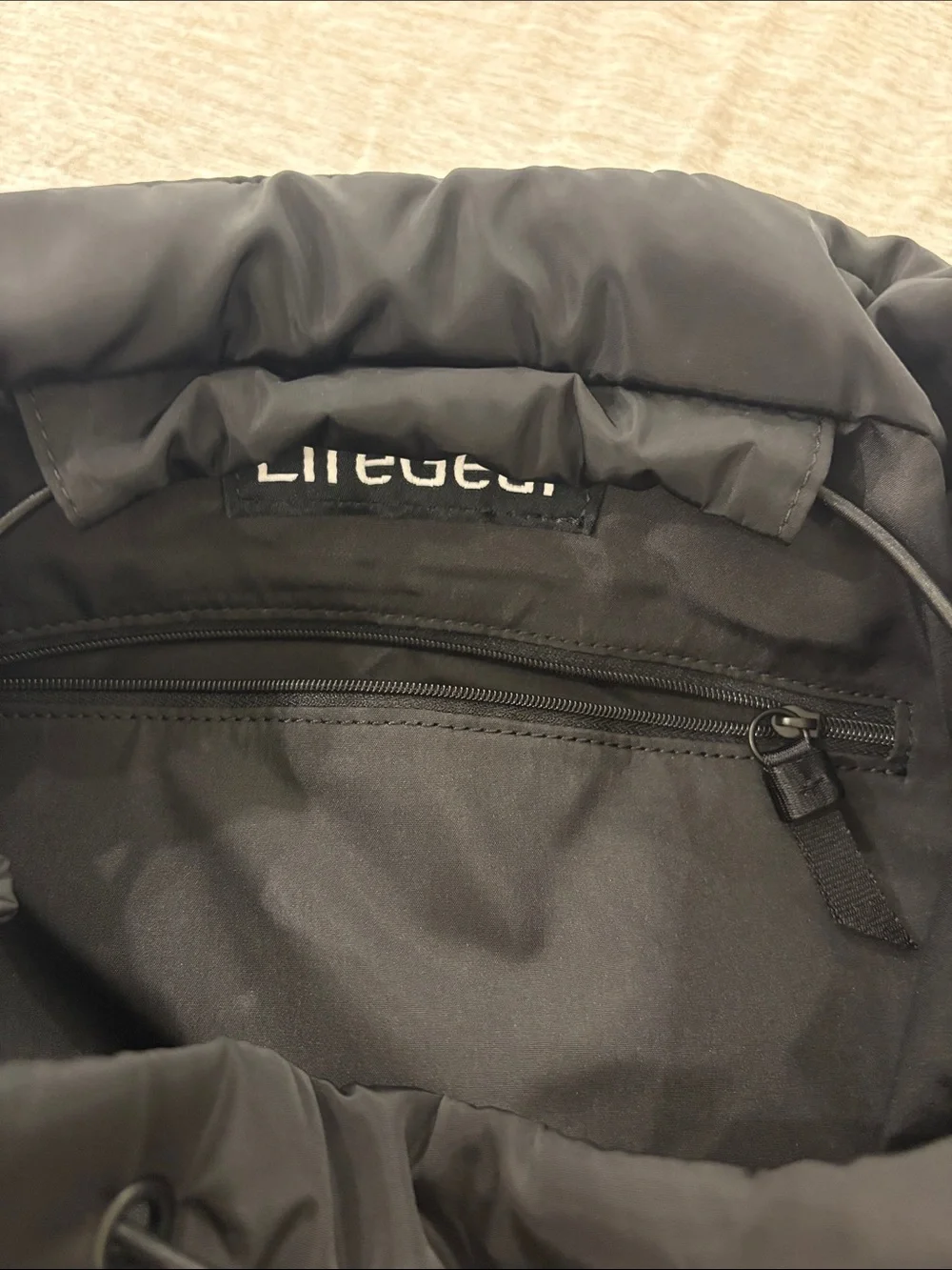 LIFEGEAR Black Nylon Backpack with Orange Accent